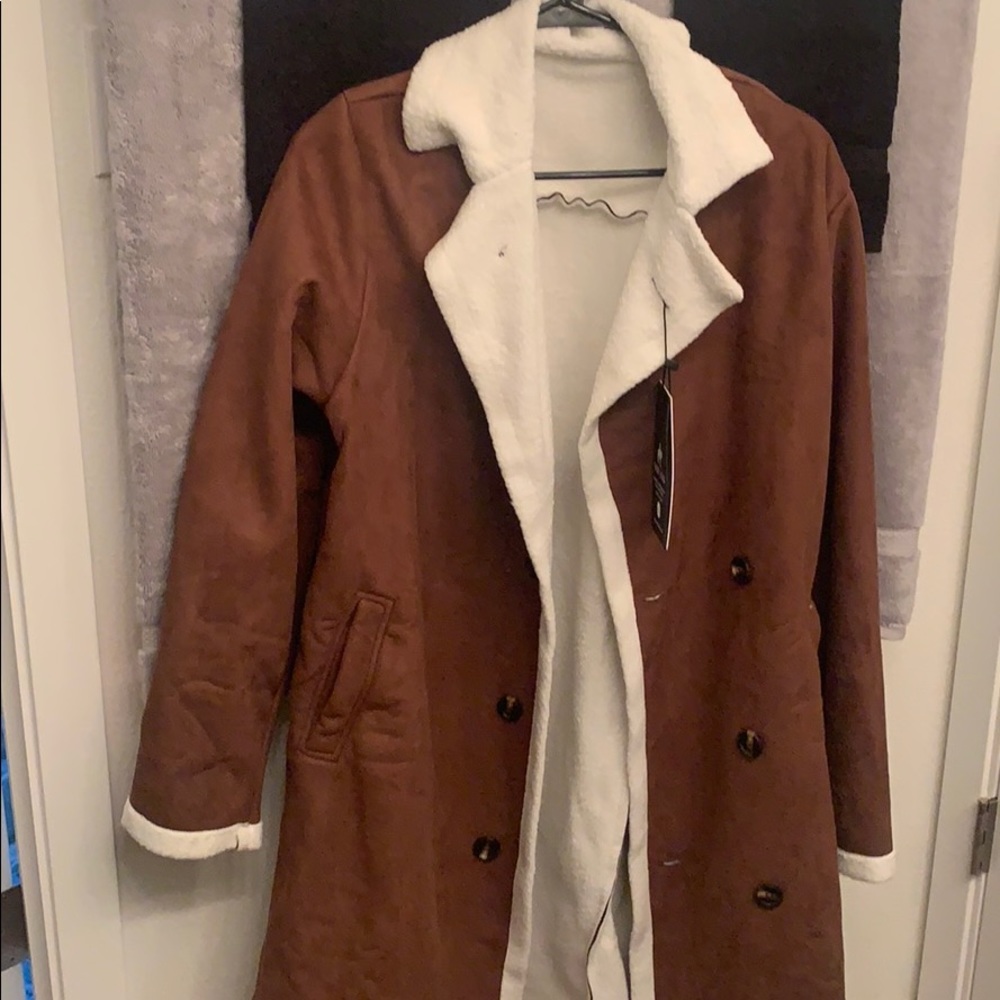 West Louis Brown Suede Fleece Inside Coat
